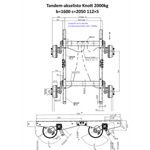 PERÄKÄRRYN ALUSTAPAKETTI 2000KG TANDEM-AKSELISTOLLA